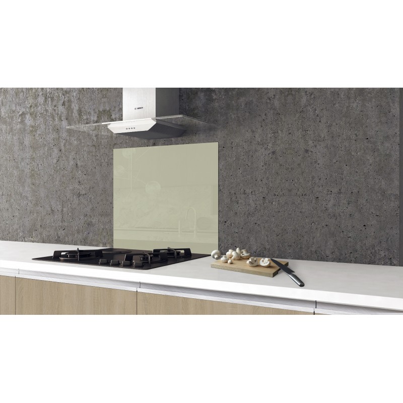 Svetlo béžová kuchynská sklenená zástena za varný panel | DoMo-GLASS