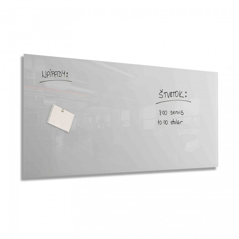 Magnetická sklenená tabuľa - glassboard 100x200 cm, biela | DoMo-GLASS