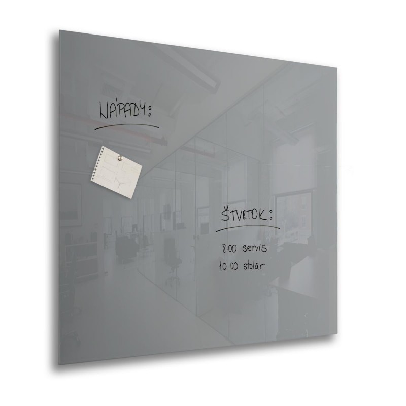 Grey magnetic glassboard 100x100 cm